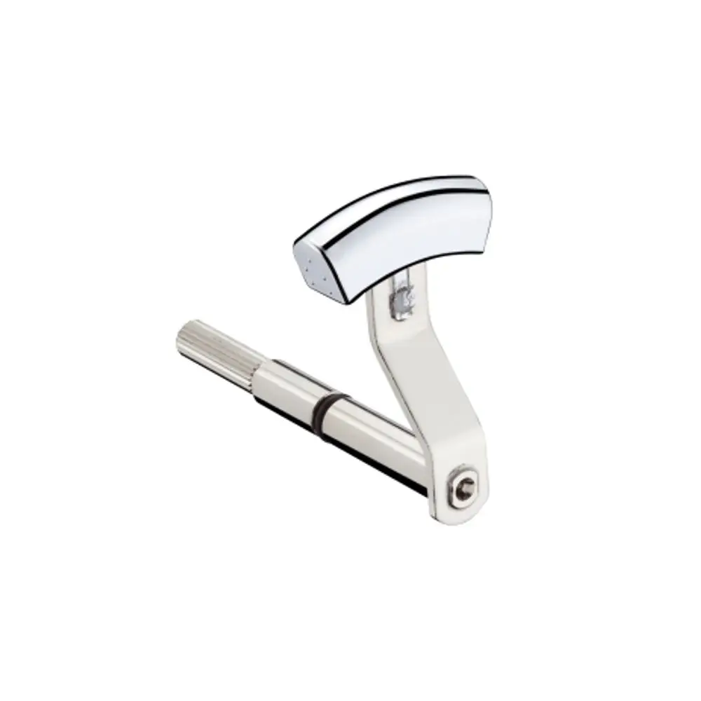 Hansgrohe Umstellhebel in verchromter Ausführung, mit einem gebogenen Griff und einem fünfkantigen Zapfen zur Befestigung, auf hellem Hintergrund.